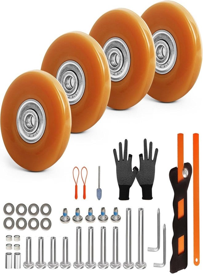 ASUNTOM Luggage Wheels Replacement Kit 4PC Diameter 2in/50mm Thick 0.7in/18mm PU Wheels with Ball Bearing 3 Size Axles Full Set Repair Tool for Suitcase Trolley Bag Draw-bar Travel Box - Image 1
